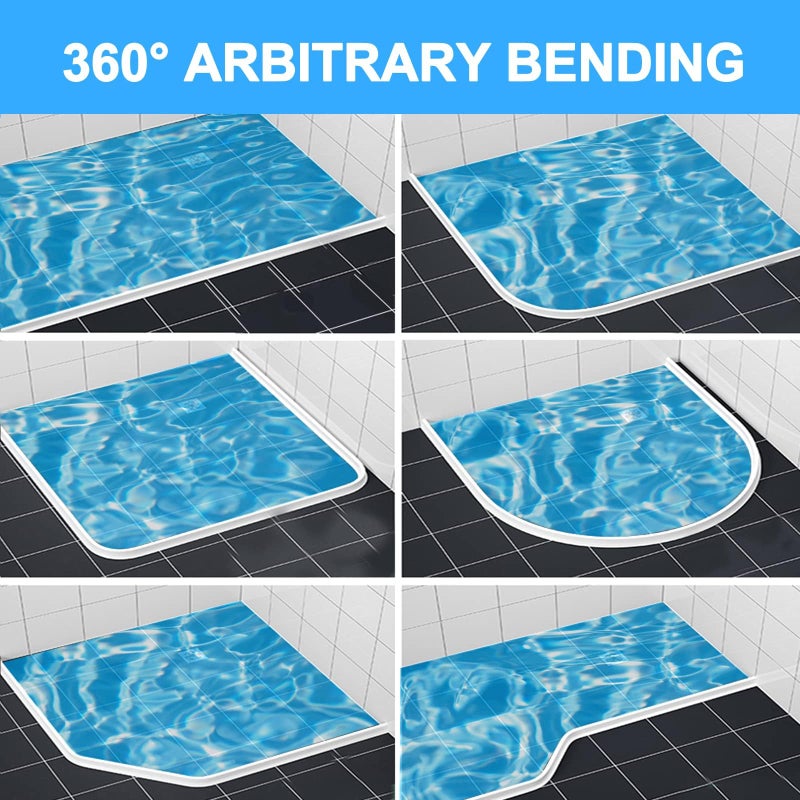 Duzzy 75 Inch Collapsible Shower Threshold Water Dam, Silicone Shower Water Stopper Barrier, Ideal for Wheelchair Accessible, Suitable for Accessibility ADA Handicap Showers Bathroom(6.23 Ft, White) - Image 4